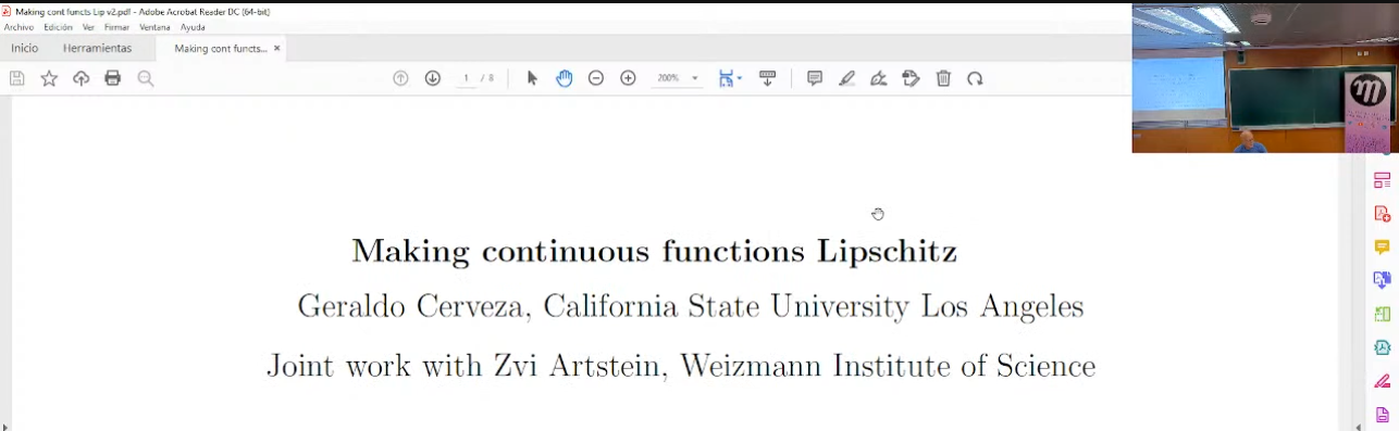Conferencia Gerald Beer. Transforming continuous functions into Lipschitz functions